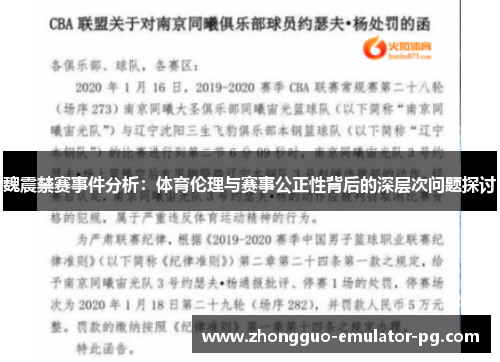 魏震禁赛事件分析：体育伦理与赛事公正性背后的深层次问题探讨