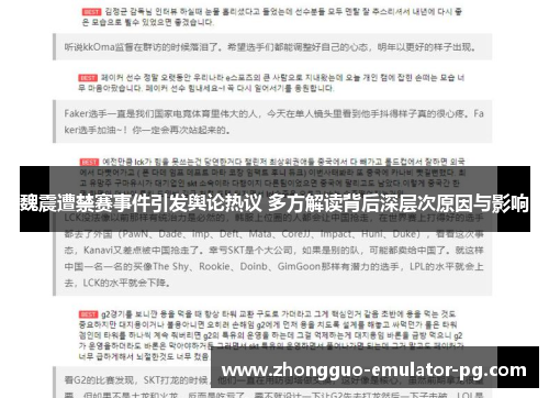 魏震遭禁赛事件引发舆论热议 多方解读背后深层次原因与影响